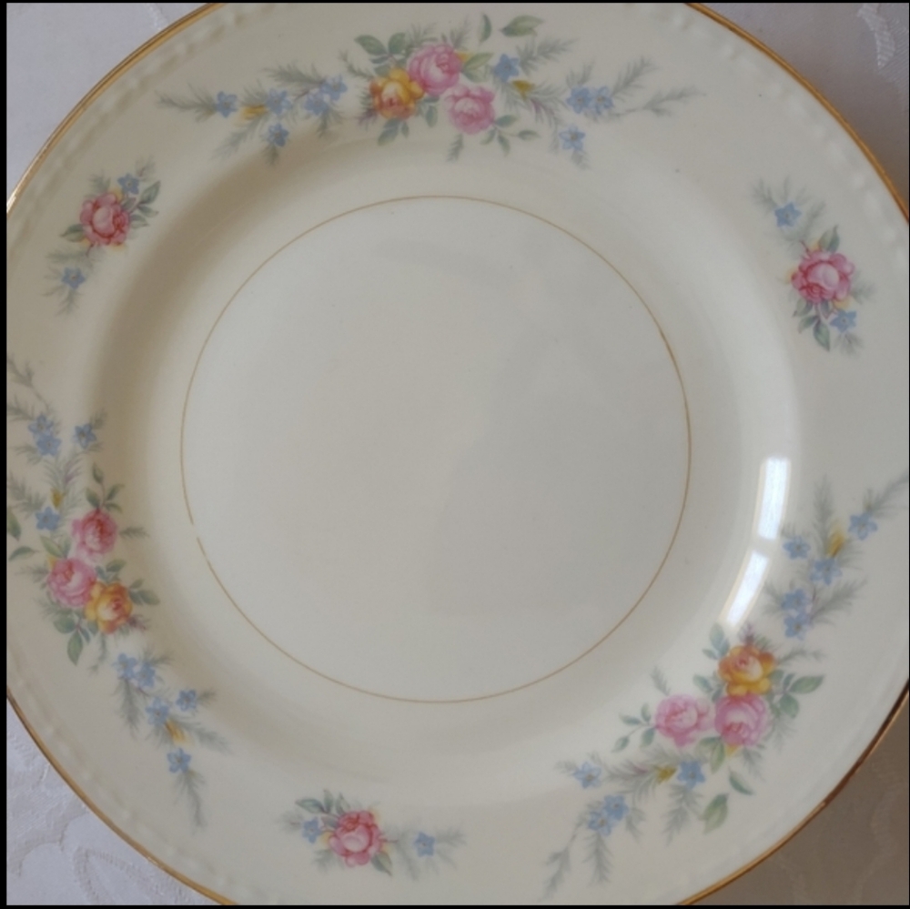 Homer Laughlin Vintage Eggshell pink floral dessert appetizer 7 Inch Shabby Chic